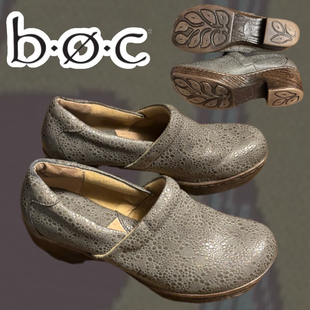 BOC Born Concept Peggy Clogs EUC Gray Pebble Slip On Shoes 9.5